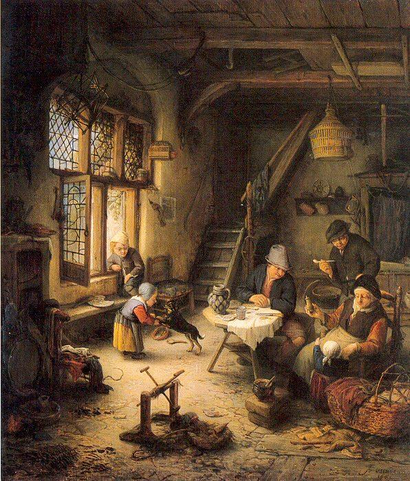 Ostade, Adriaen van Peasant Family in an Interior Spain oil painting art